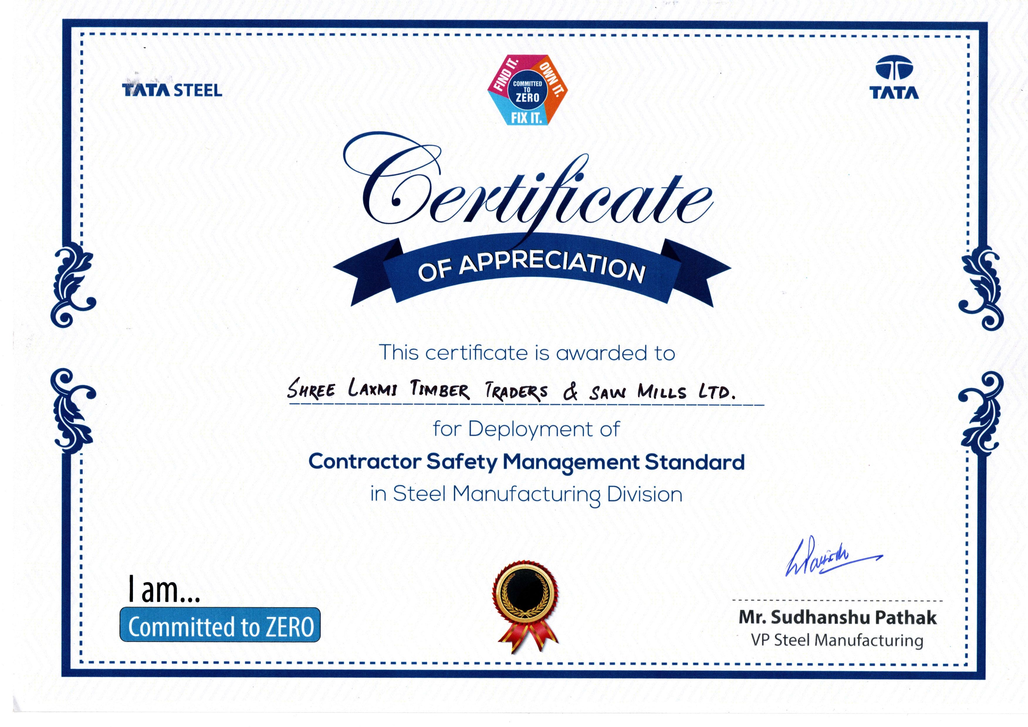 tata steel certificate_centre